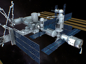空间站、基地站、太空飞船、太空站、卫星基地 3d模型