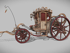多种文件格式 古代马车 古代运输工具 高质量拉力车 3d模型