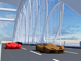 现代跑车 桥梁道路