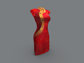 旗袍模型 上海老旗袍 无袖旗袍 女性旗袍 服饰 服装 美女 红色旗袍 3d模型