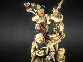 象牙人偶、中国雕刻彩绘象牙人偶、中国雕塑、木雕、人物雕塑