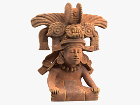 次时代写实墨西哥萨巴特克人守护神雕像模型