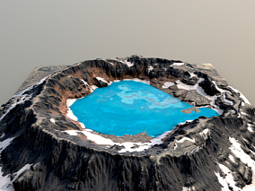 火山口湖、天山湖泊、雪山湖 、湖泊、冰川、高原湖泊、地形地貌3d模型