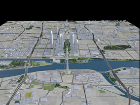 广州3D模型、广州、城市鸟瞰图、鸟瞰、城市规划
