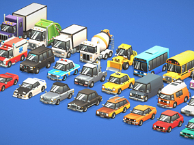 汽车、卡通汽车、货车、超全卡通车、冰淇淋车、油罐车、消防车 3d模型