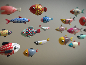 一套 卡通鱼 热带鱼 简模 捕鱼达人 钓鱼游戏 Q版 可爱的鱼 动漫 UI设计 海洋鱼 手绘玩具