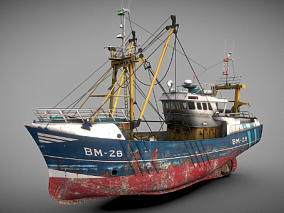 货船模型、渔船模型、打捞船3d模型