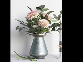 鲜花模型花卉模型花瓶模型牡丹花