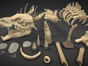 恐龙骨骼  骨骼  骨头  骨架  恐龙骨架  卡通骨架 3D模型