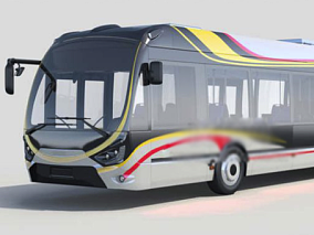 混合动力无轨电车模型加长公交车模型无轨公交车模型公共交通