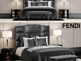 家具模型床模型床单模型枕头模型床头灯 (2)