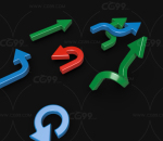 UI图标 3D图标 3D箭头 箭头指引 指引标志 指引logo 指引图标 UI箭头 方向箭头方向指引