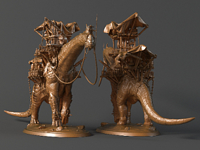 长颈巨龙兽雕塑 3D模型