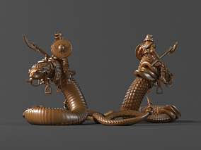 骷髅蛇骑兵 亡灵战士 3D模型
