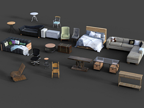 家具模型 桌子 椅子 沙发床 茶几 写实模型 3D模型