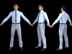 商务男人 三维人物模型 帅哥 中年型男 衬衫服装 白领 老板 写实男性