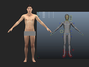 写实男人体模型（骨骼表情绑定） 基础男人体 人体模型 写实男人 人体基础模型