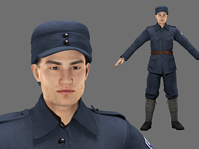 写实八路战士 红军 解放军 八路军士兵 写实军人模型 写实男人 写实角色模型 指导员