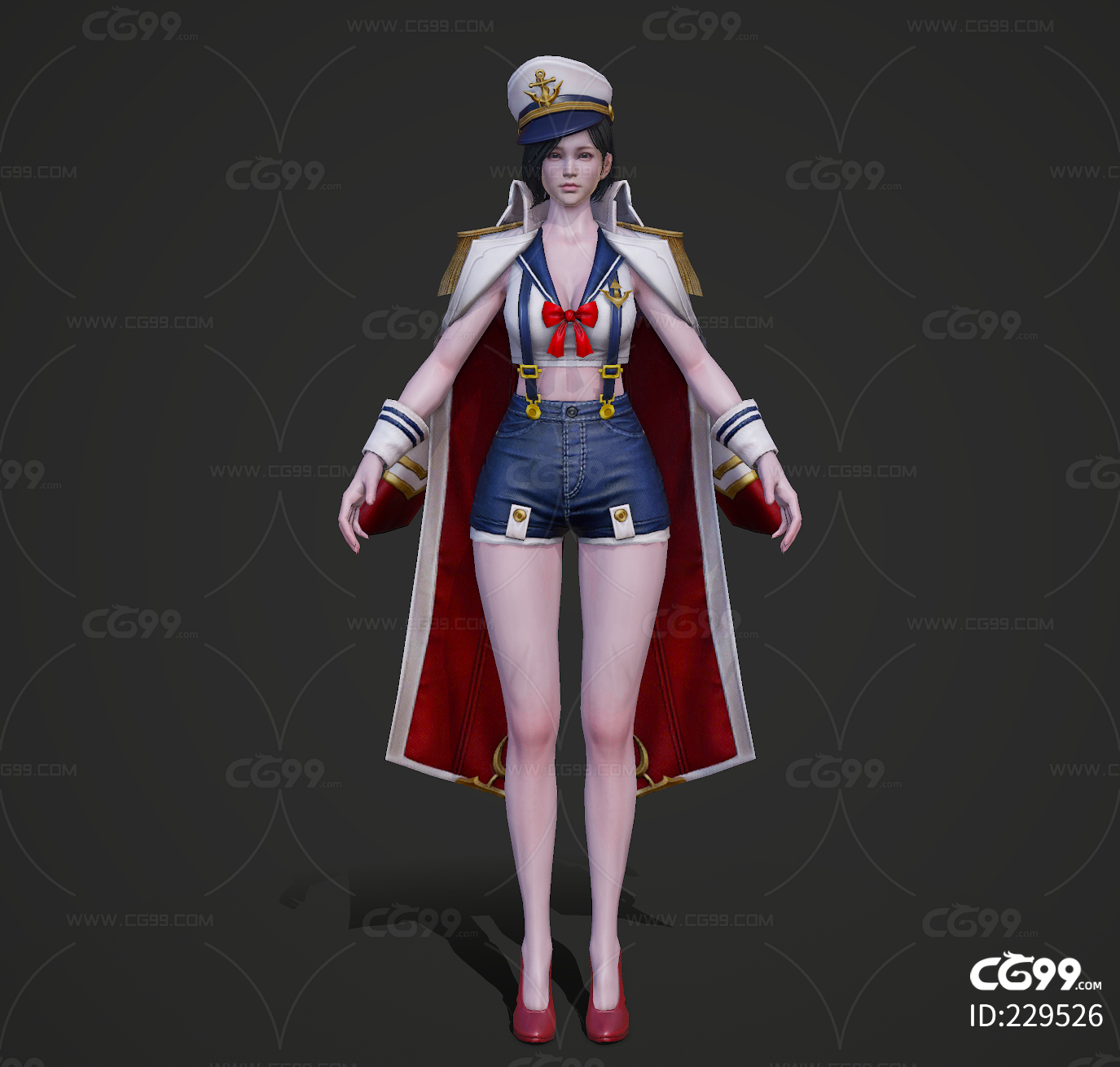 动漫 海军服 女孩 二次元 美少女 Marine-cg模型免费下载-CG99