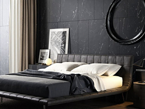 室内场景 c4d模型 卧室模型 卧室 c4d模型 床 模型床 c4d模型 枕头模型