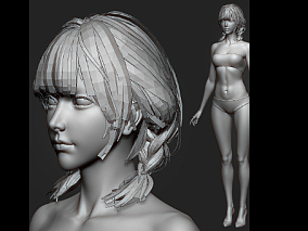裸模-ZB-基础模型-女性female 清纯 美女 裸模 Zbrush模型 游戏模型 角色模型