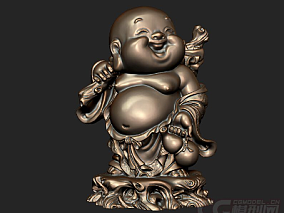 中式雕塑模型 笑弥勒 卡通孩童佛祖 stl