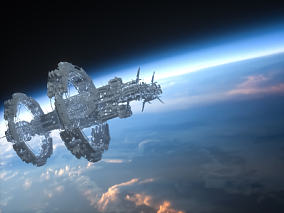 航空空间站 航天 宇航员 太空舱 卫星 地球 飞机飞船 信号雷达 科幻 宇宙星空星云 银河地球 月球