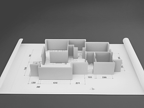 户型设计 房产建筑设计图 施工图纸 沙盘 开发商 C4D 楼梯 房产 北欧 温馨室内 3D