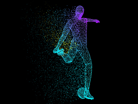 踢球的虚拟男人 人类形象 科技光点 虚拟现实 人体科技运动智能魔幻数据光点科幻 科技
