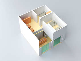 3D 户型设计 房产建筑设计图 施工图纸 沙盘 开发商 C4D 楼梯 房产 北欧 温馨室内