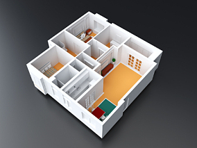 3D室内场景 户型设计 房产建筑设计图 施工图纸 沙盘 开发商 C4D