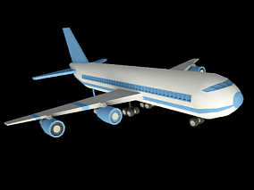 交通工具飞机载人航空3D元素 客机  卡通 Q版 低面 lowpoly 广告栏目包装素材