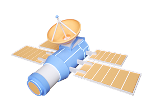 创意立体卫星 发射台 3D清新简约航天元素 卡通 Q版 低面 广告栏目包装素材 3D卡通元素