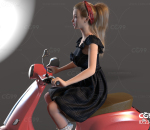 电动车电瓶车机车摩托车少女都市白领香车美女