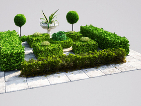 英伦英国风格花园场景模型灌木丛