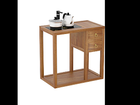胡桃木茶水柜模型茶壶模型茶具模型煮茶壶