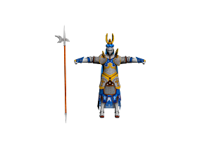 蓝布纹理盔甲骑士 游戏模型
