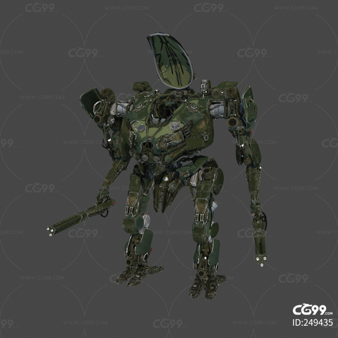 绿色赛博朋克时代陆战武装 战斗机甲 机械机器人科幻未来战甲 3d模型