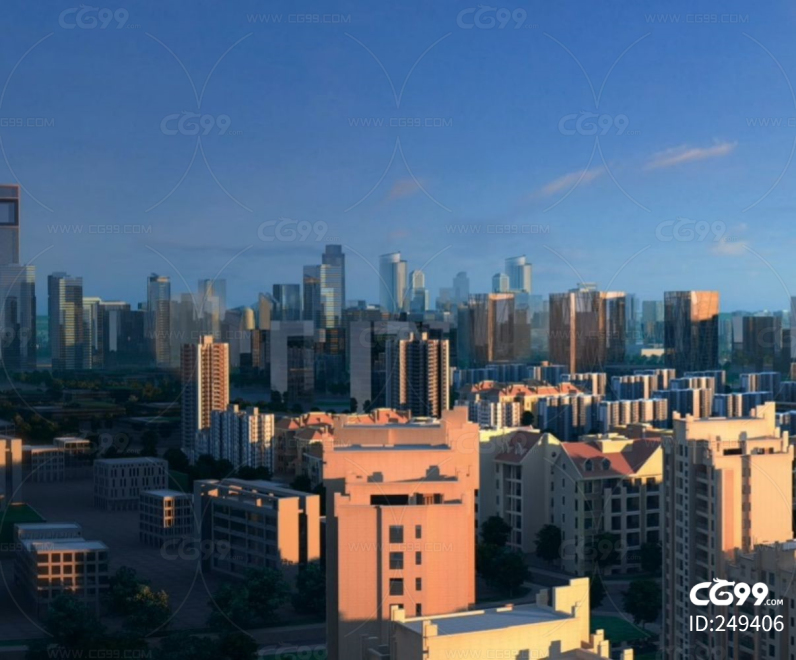 城市CBD夜景 城市高层 城市建筑动画 城市配楼 未来城市