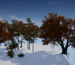 ue4 秋天的树木 植物  虚幻 带树叶动画 高精度树木
