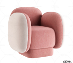 一人坐粉色桃桃风格休闲椅 max obj fbx 格式