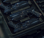 科幻枪械 科幻手枪 子弹 瞄准镜 集装箱 武器库 货物 存储箱