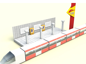 地铁站月台3D模型