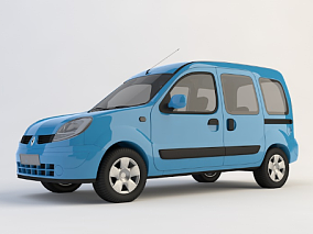 蓝色商务车面包车C4D模型