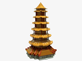 中国古风建筑 矢量图 PSD格式 古塔 古建筑 塔
