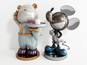 现代风格玩具摆件 米老鼠 小白熊 3d模型