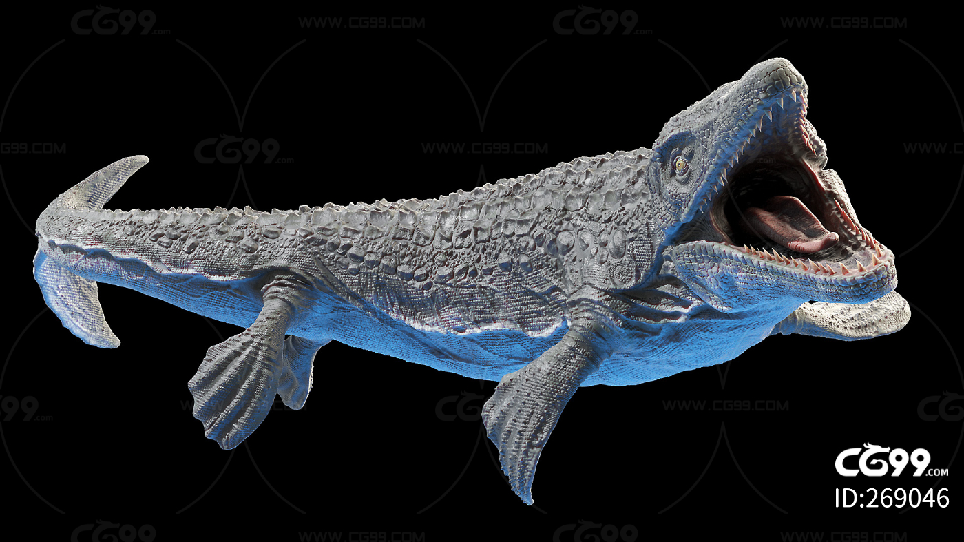 （有动画）沧龙 中龙猎食蛇颈龙动画模型-恐龙模型库-Maya(.ma/.mb)模型下载-cg模型网
