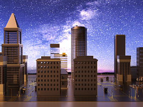 数字城市空间c4d城市科技背景 科幻未来建筑 科技空间场景 城市 元宇宙 广告背景