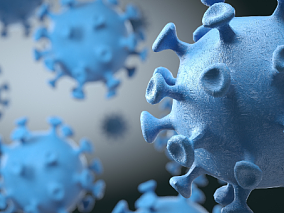 医学病毒蓝色 病毒 细胞 细菌 抗疫 疫情 医学模型 卡通广告元素