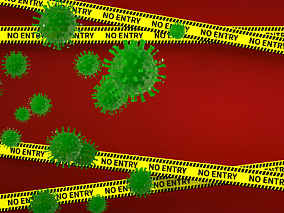 医疗病毒红色 病毒 细胞 细菌 抗疫 疫情 医学模型 卡通广告元素